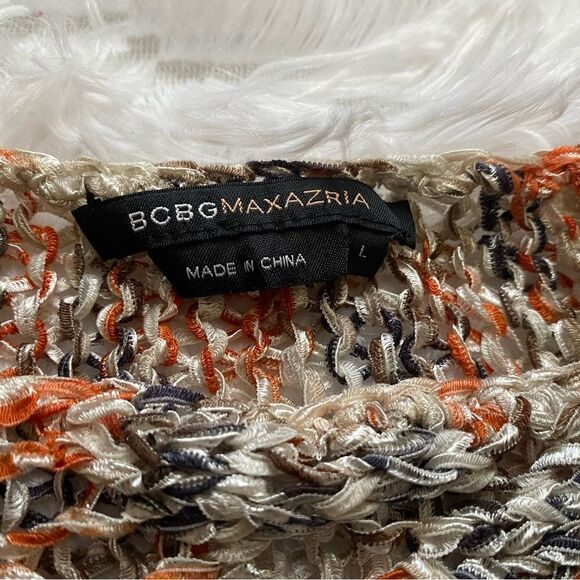 BCBGMAXAZRIA Slouchy Fringe Stretchy Sweater Knit Pullover Womens Size Large - Picture 9 of 10